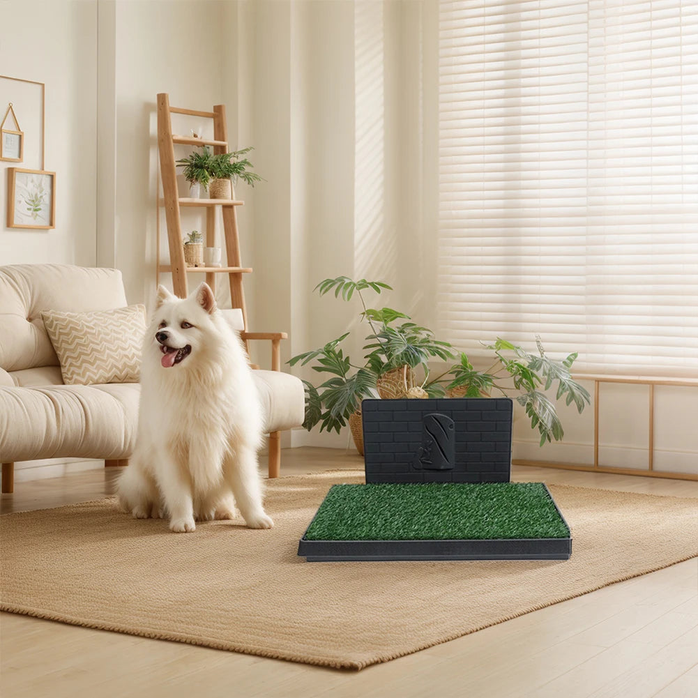Training Pads with Pee Baffle Dog Grass Pad with Large Tray Reusable Indoor for small and Medium Dogs