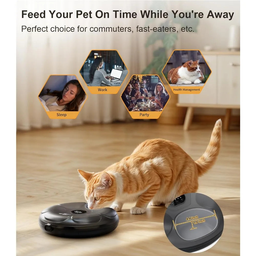 Automatic Feeder Cordless Auto Cat Food Dispenser for Wet Moist Food with 4 Ice Packs Rechargeable