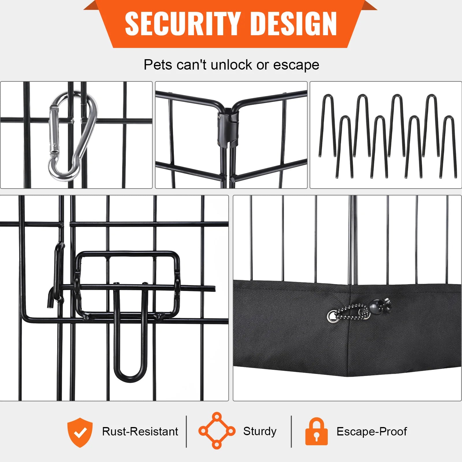8 Panels Foldable Metal Playpen with Bottom Pad Cover