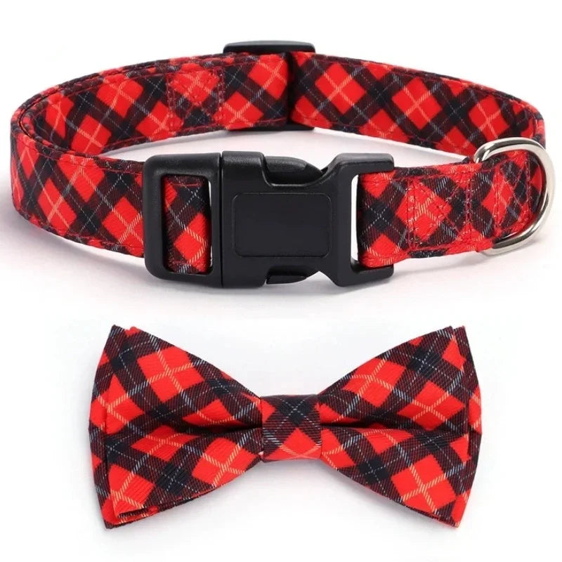 Pet Collar: Adjustable Plaid Bow Tie, Cute Soft for Dogs & Cats