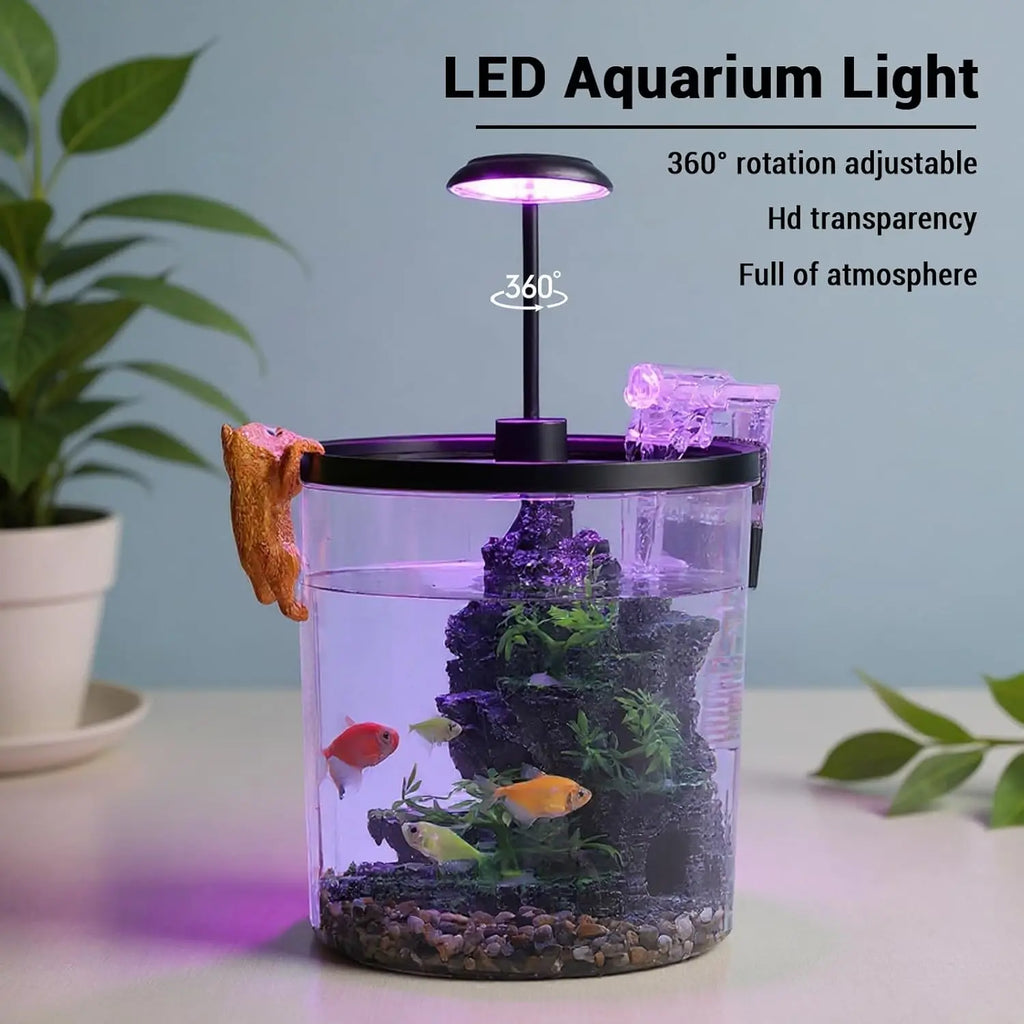 1.5 Gal Betta Fish Tank Starter Kit With Quiet Filter LED Light Oxygen Generator Acrylic HD View Guppies