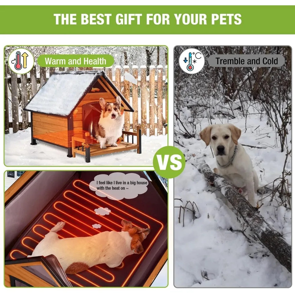 Insulated Dog Kennel with Heating Liner Strong Iron Frame Small, Medium & Large