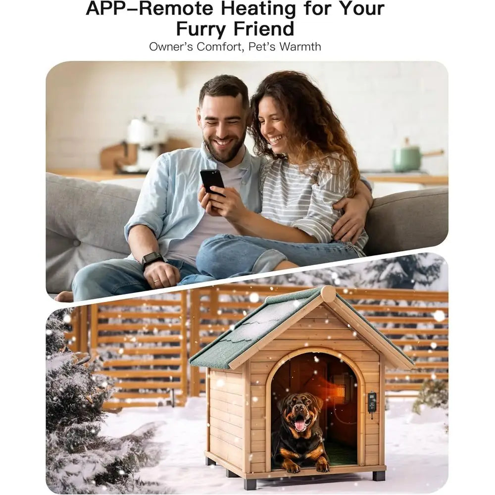 Outdoor Pet Heater 500W - WiFi APP Controlled Dog House Heater with Thermostat & Timer, Suitable for Winter Heating