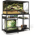 120 Gallon ish Tank Stand with Power Outlets, Heavy Duty Large Aquarium Stand with Light, Double Reptile Tank Turtle Terrariums
