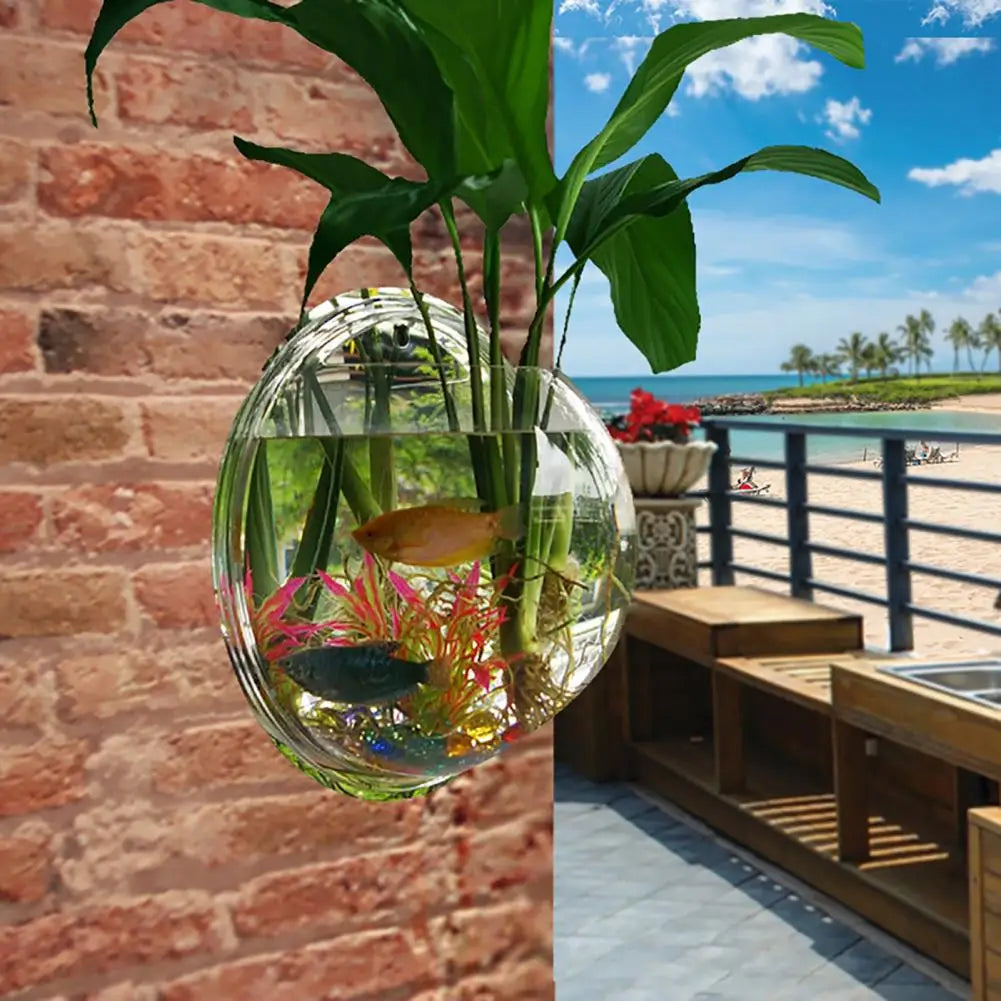 Aquariums Pack Wall Hanging Glass - Self-Watering Hydroponic Planter for Home Office Decor, Handmade Round Crystal Vase