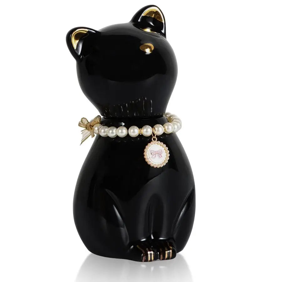 Cat Urns for Ashes, Elegant Ceramics Pets Cremation Keepsake, Funerary Urns Black