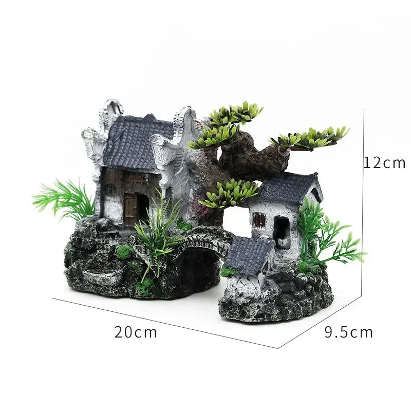 Fish Tank Resin Aquarium Ornament Fish Tank Landscape House Model