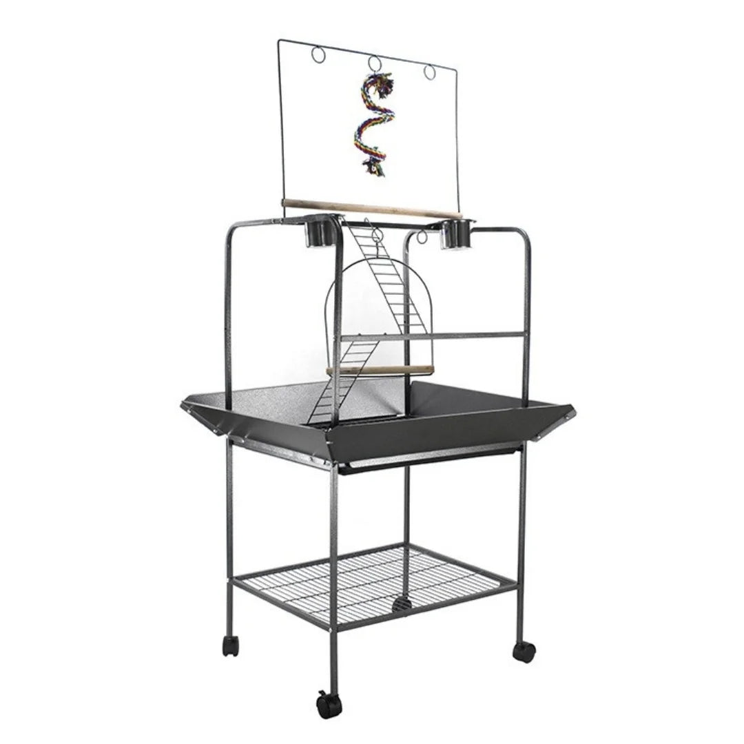 Bird Cage with Wheels, Durable Wrought Iron Parakeet Cage with Slide Out Tray, 62 In Black