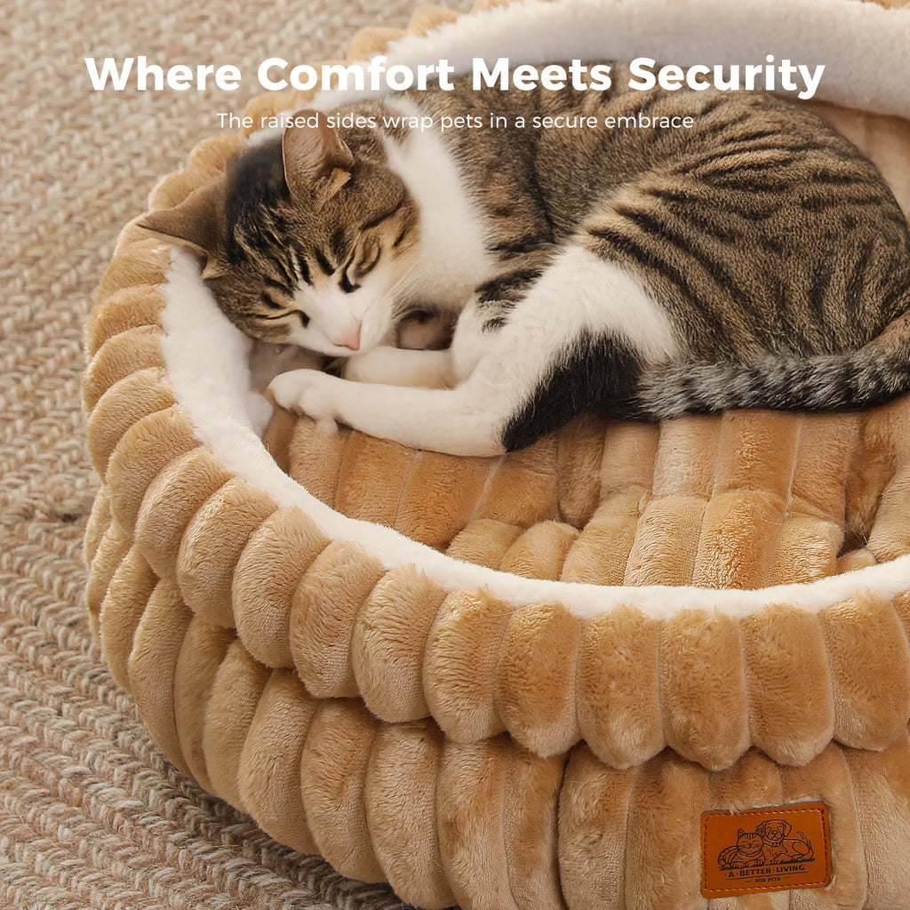 Dogs Cozy Cat Bed for Indoor Cats Washable Round Pet Bed House with Anti-Slip Bottom Suitable for All Seasons