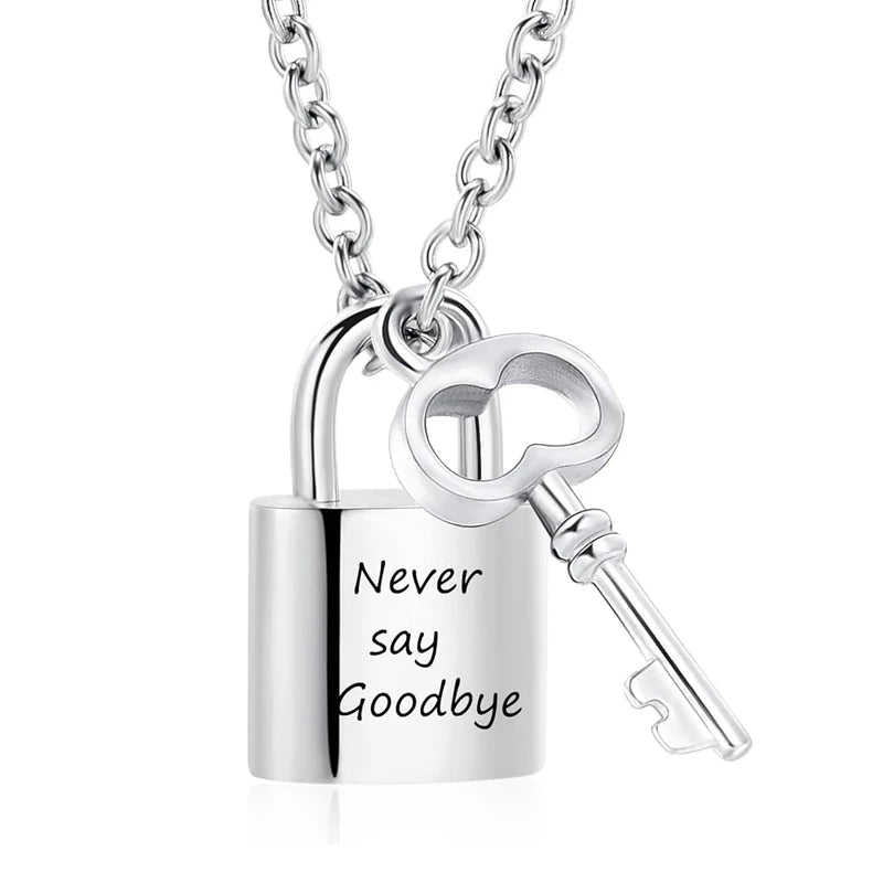 1pc Padlock Cremation Jewelry for Ashes Urn Necklaces for Women Men Stainless Steel Keepsake Memorial Key with Lock Urn Pendant