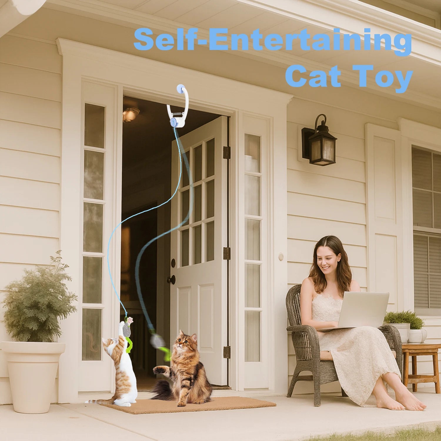 Electric Door Hanging Cat Toy Interactive Cat Toy USB Rechargeable Self Play Toy Retractable
