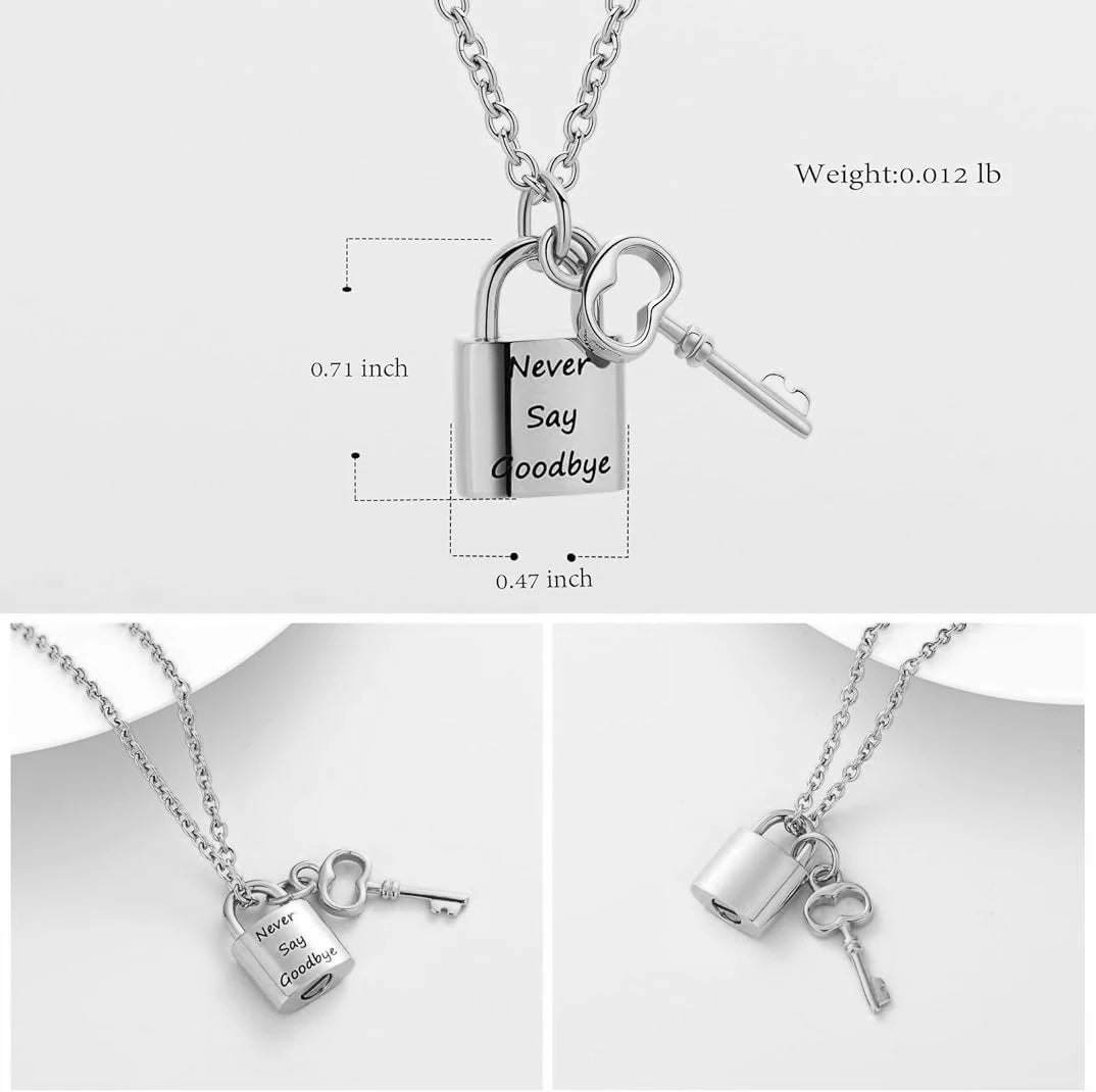 1pc Padlock Cremation Jewelry for Ashes Urn Necklaces for Women Men Stainless Steel Keepsake Memorial Key with Lock Urn Pendant