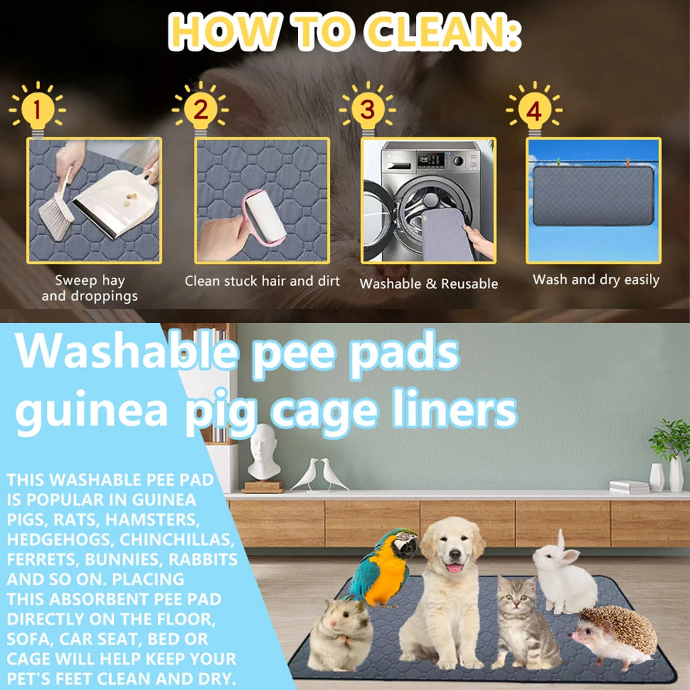 Guinea Pig Cage Lining Washable Guinea Pig Skin Pad Reusable and Non slip Urinary Pad