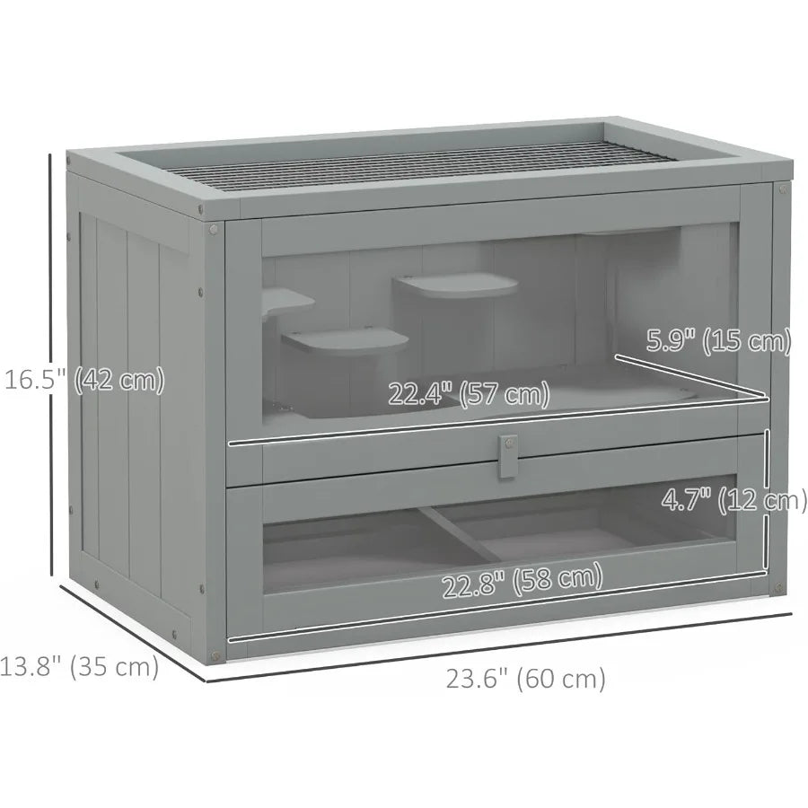 2Level Hamster Cage Small Animal Habitat for Guinea Pigs Chinchillas with Openable Top Front Door Shelf