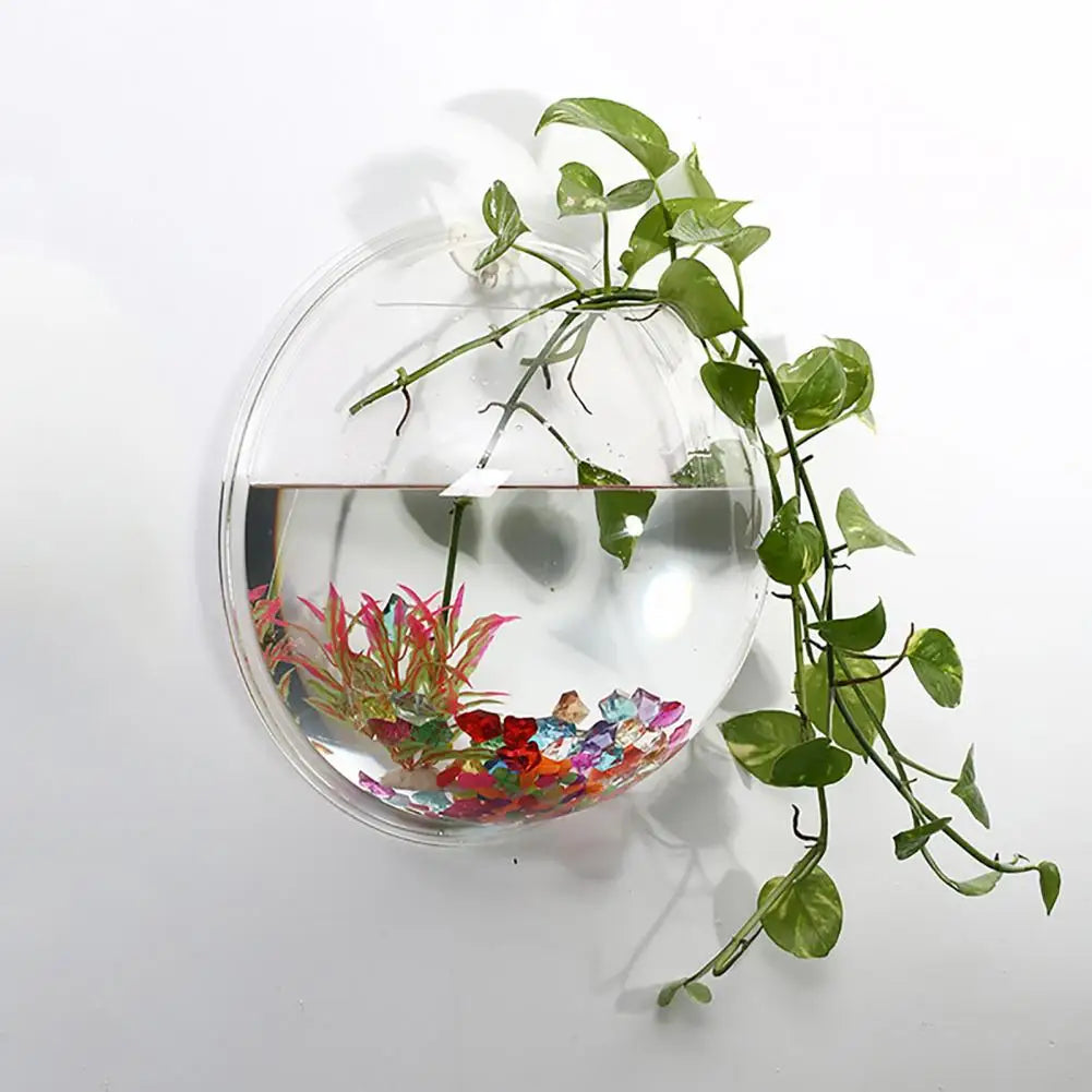 Aquariums Pack Wall Hanging Glass - Self-Watering Hydroponic Planter for Home Office Decor, Handmade Round Crystal Vase