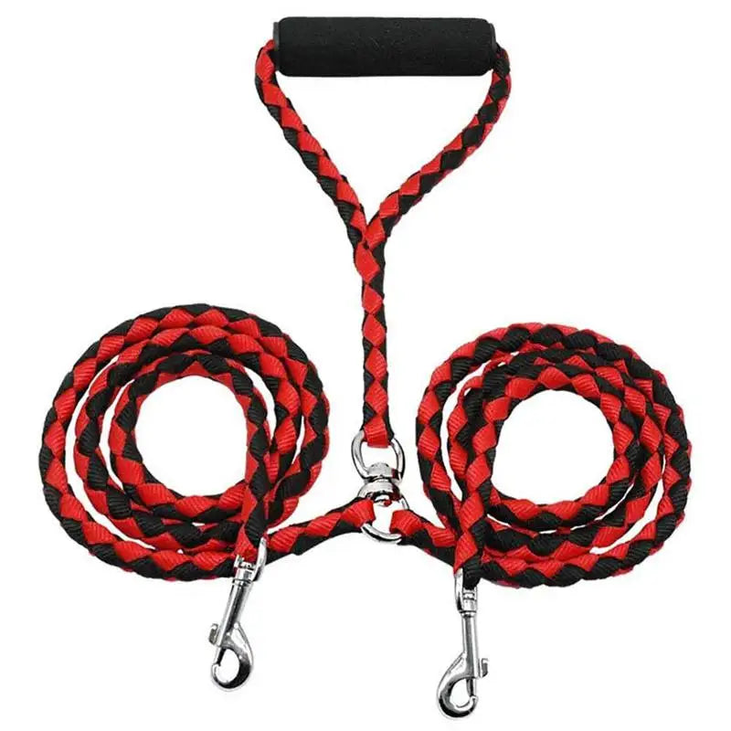 1.4m Pet Double Leash 2 Way Couplers Dog Leash Rope Elastic Extended Pet Leash Belt Outdoor Training