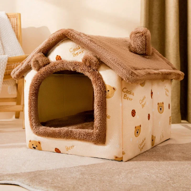 Indoor Soft Comfortable Puppy House Removable Small Dog Bed Cave