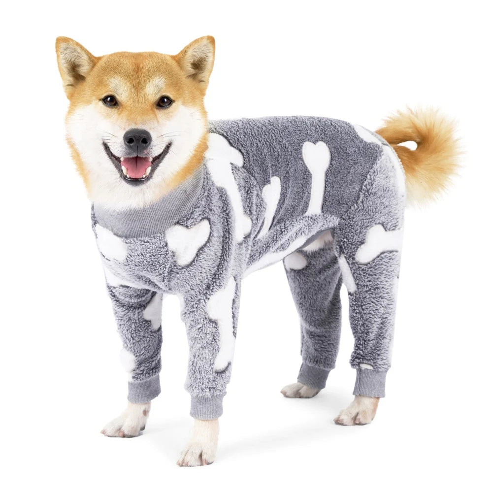 Winter Pet Dog Jumpsuit Clothes Warm Fleece Puppy Dog Pajamas Pet Overalls