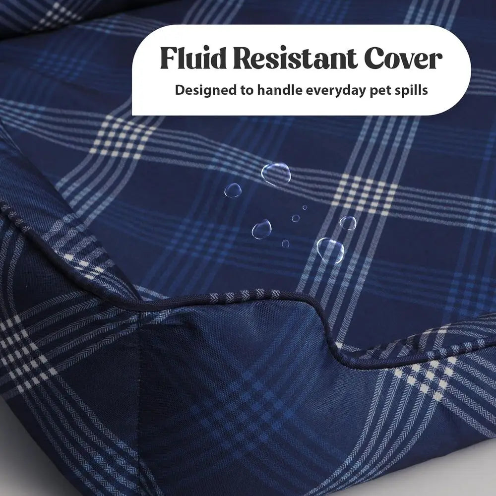 Eco-Friendly Orthopedic Bolster Dog Bed - Recycled Polyester, Washable Cover, Anti-Slip, Medium Pink