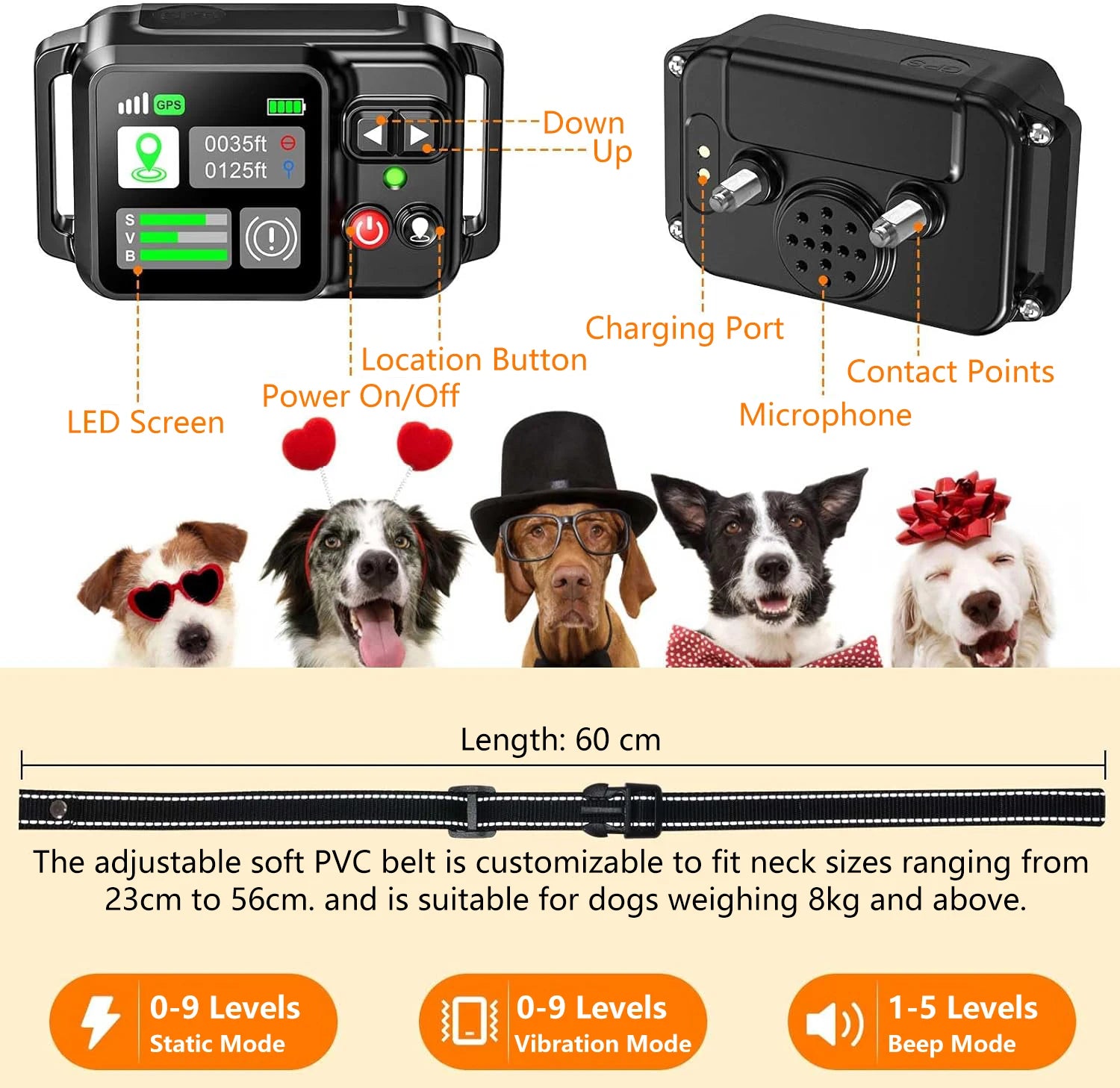 Electric dog fencing with GPS Electric Satellite Technology, Pet Fencing System Range 15 ~ 200