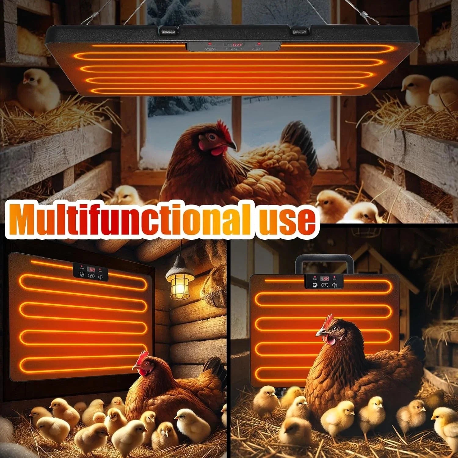 1PC Chicken Coop Heater Thermostatic Poultry Heating Panel Adjustable Temperature Winter Farm Universal Heater