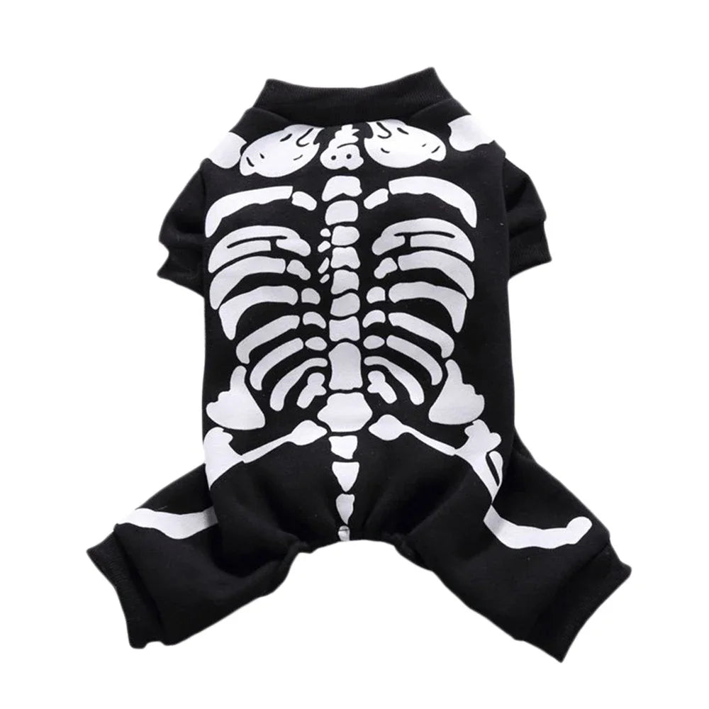 Skeleton Dog Costumes Halloween Pet Clothes Apparel for Puppies Small Medium Dogs Cats