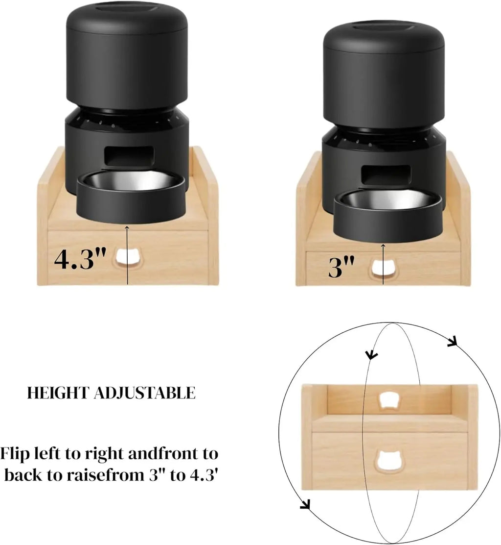 Adjustable Elevated Pet Feeder Stand Supports Automatic Feeders and Water Dispensers, Promotes Neck Health