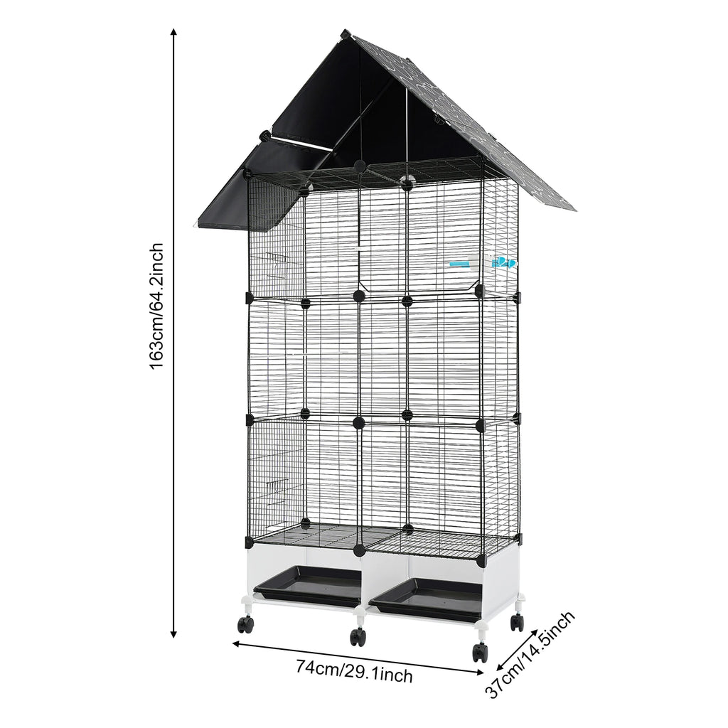 65-inch Bird Cage Large Parrot Cage Birdcage Portable Pet Cages with 6 Universal Wheels & Storage Top,for Lovebirds Cockatiels