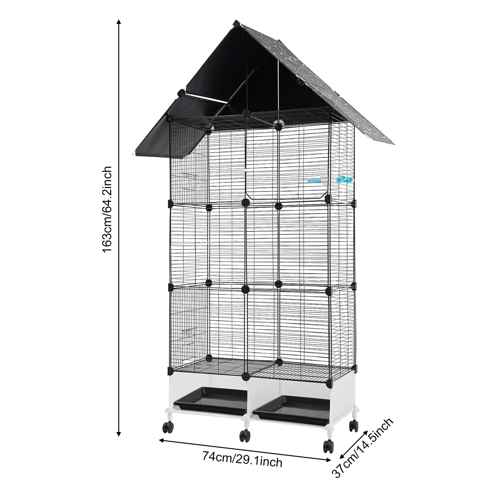 65-inch Bird Cage Large Parrot Cage Birdcage Portable Pet Cages with 6 Universal Wheels & Storage Top,for Lovebirds Cockatiels