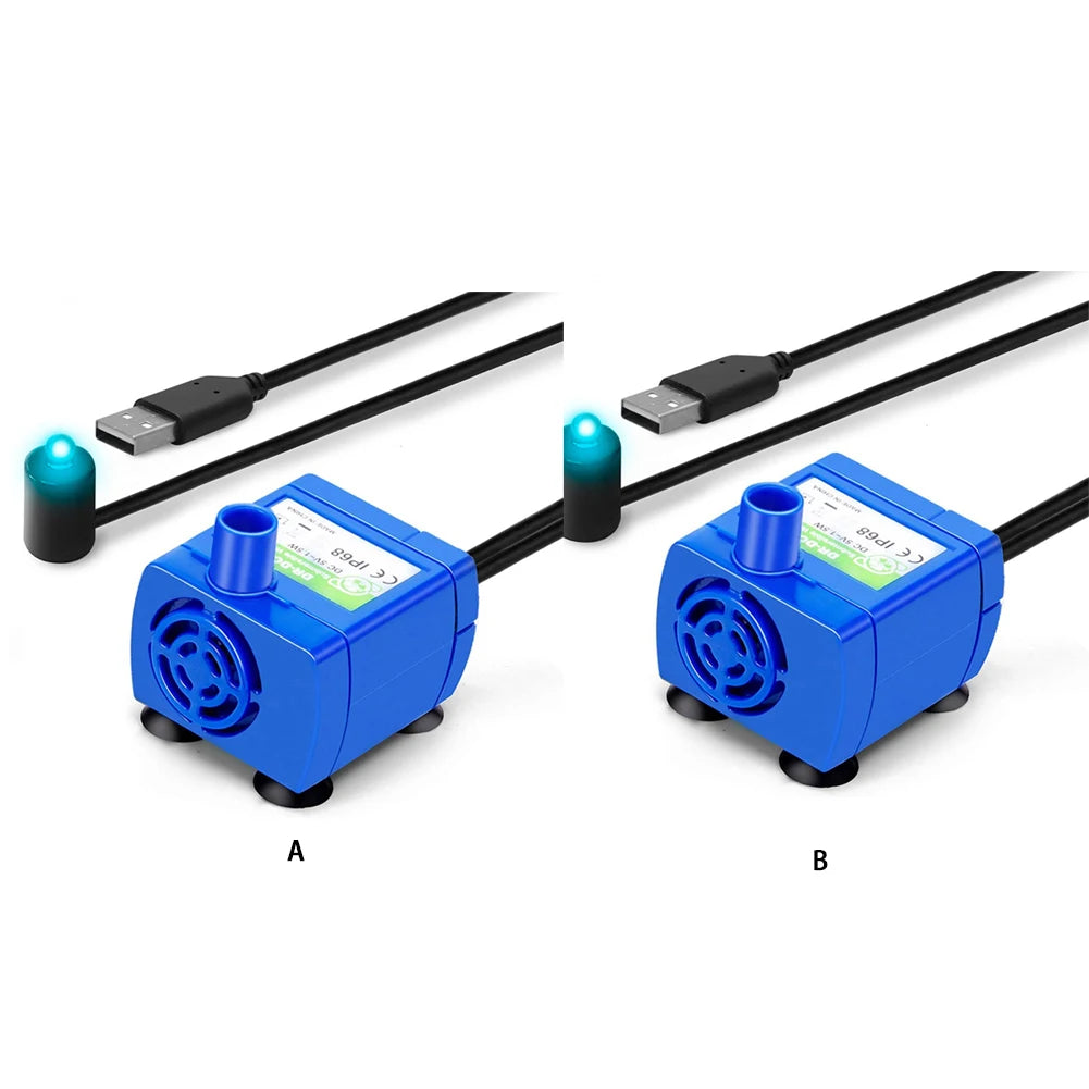 Cat Water Fountain Pump Replacement Pump with LED Light Ultra Quiet Pet Water Pump for Fish Aquarium
