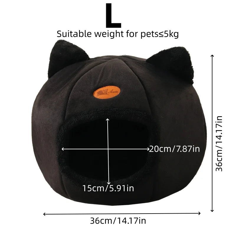 Black New Deep Sleep Comfortable Winter Cat bed Small mat Basket