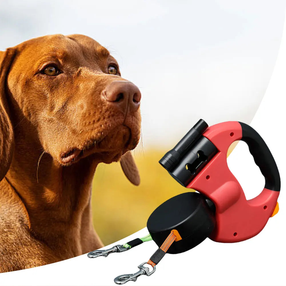 Double Headed Dog Leash 360 Degree Swivel Dual Pet Leash Retractable