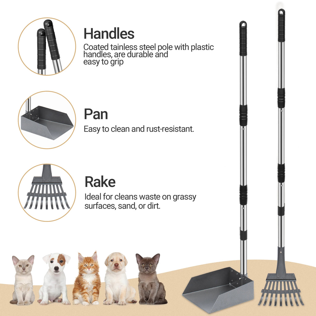 Dog Pooper Scooper, Dog Poop Tray and Rake