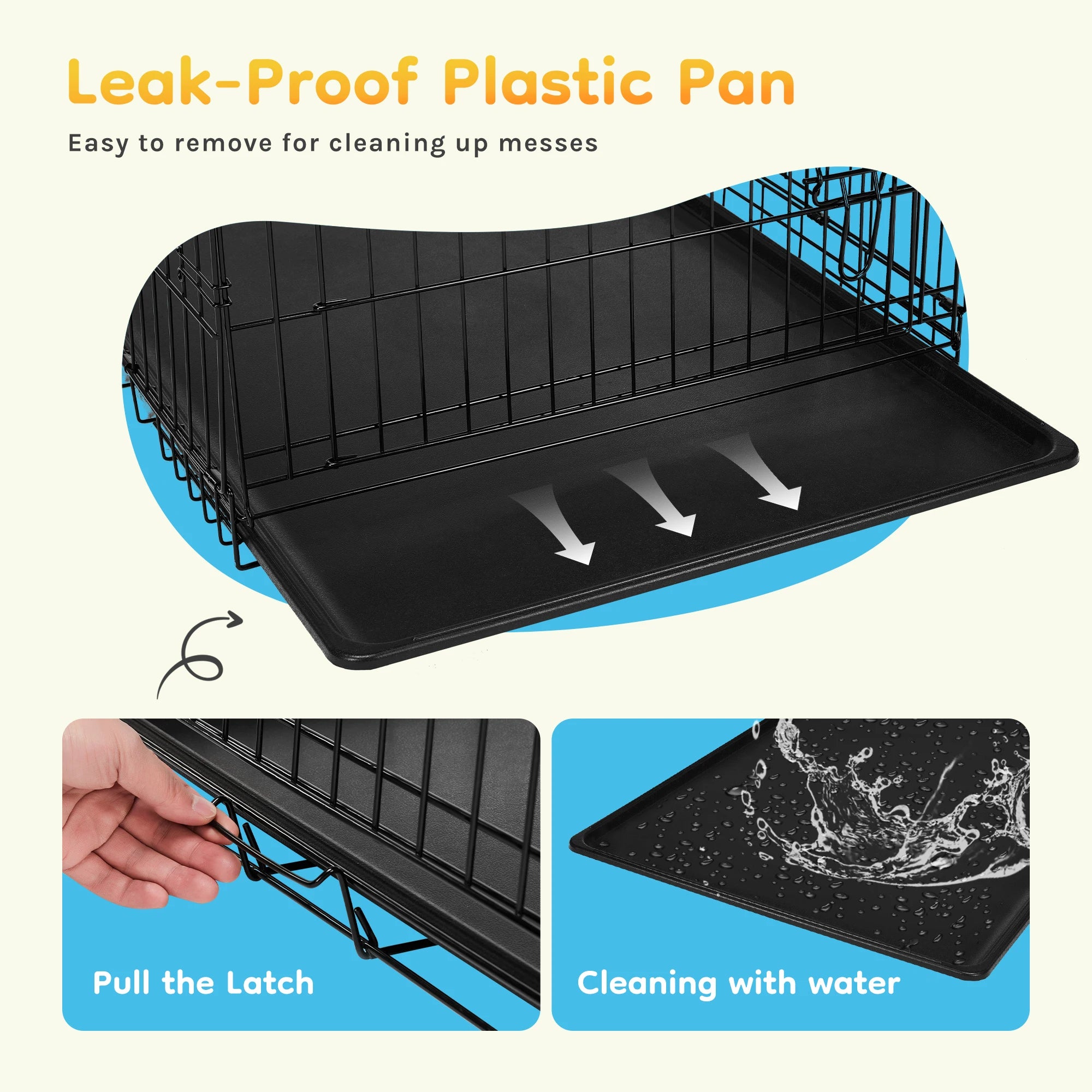 Single Door 30 Inch Folding Metal Wire with Plastic Leak-Proof Pan Tray Extra Large Pet Kennel for Indoor Outdoor