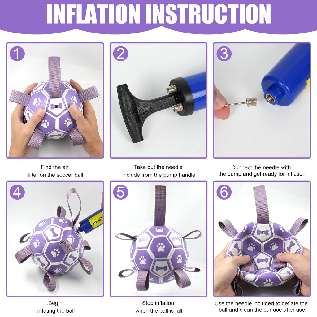 Dog Toys Soccer Ball with Straps, Interactive Dog Toys for Tug of War, Puppy Birthday Gifts, Water Toy