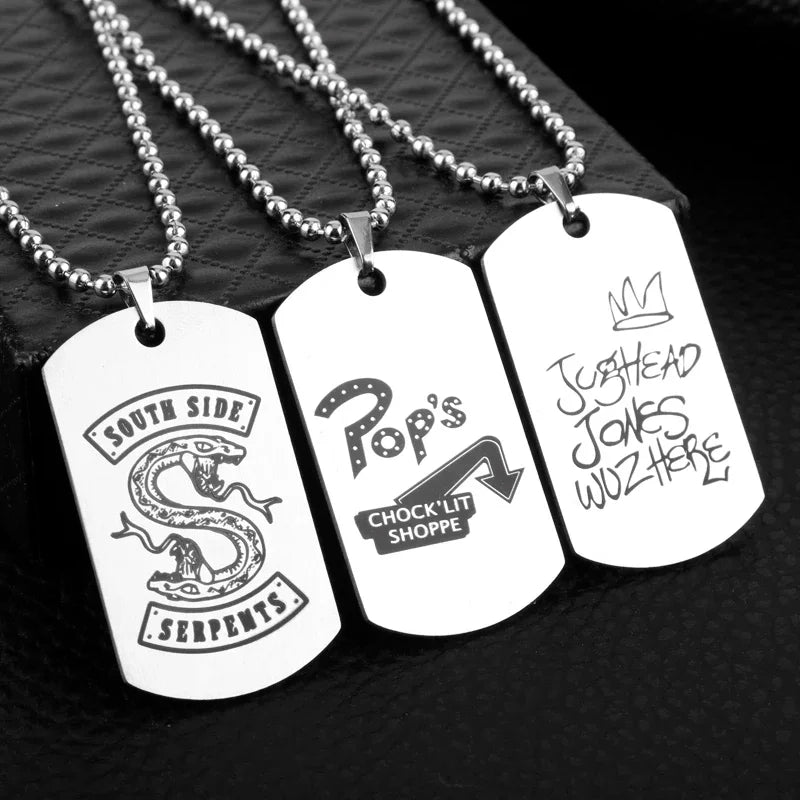 Stainless Steel Dog Necklace Riverdale South Side Serpents Hat Pendant Necklace Bead Chain Collier