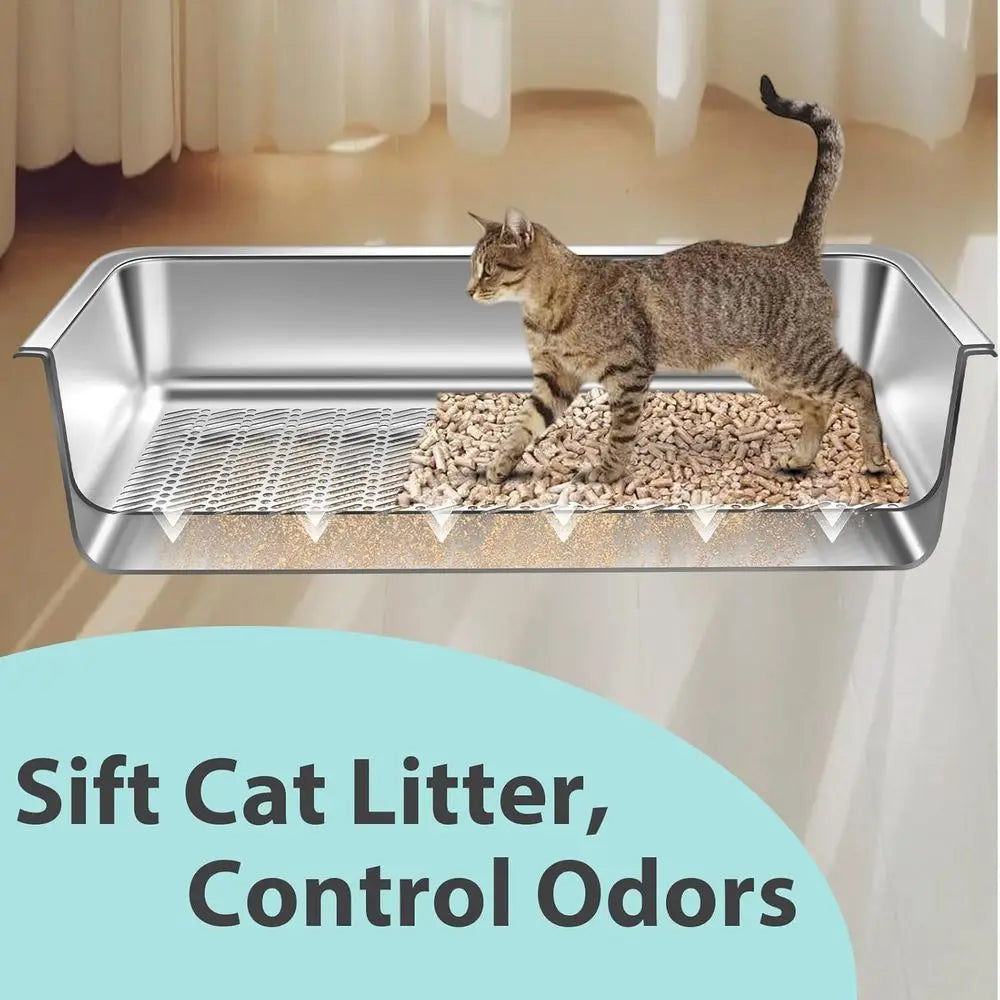 Large Wood Pellet Cat Litter Box with Sifter and Liners - 17.72L x 13.78W x 6H