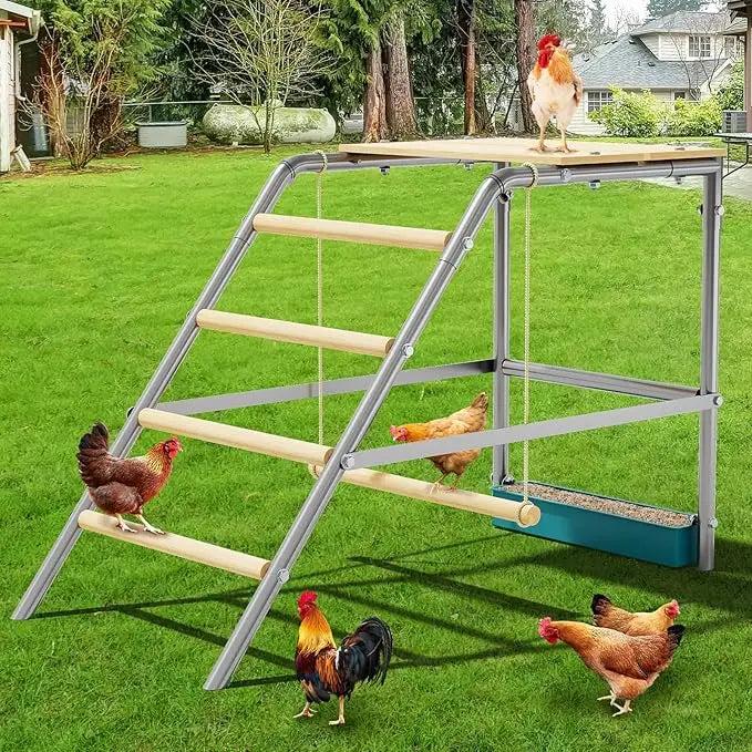 Chicken Perch for Coop with Ladder Design, Weatherproof Roosting Bars for Chickens