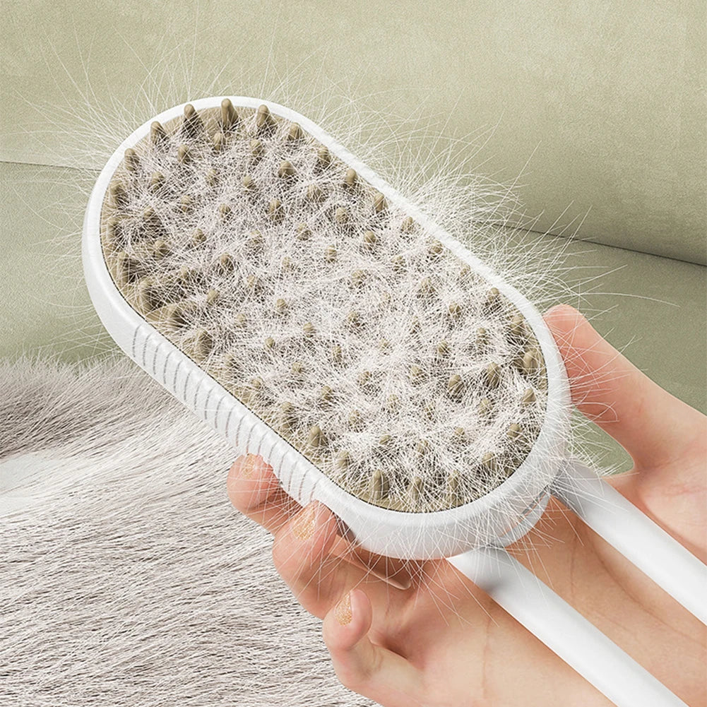 Electric Pet Steam Brush Combs 3 in 1 Rechargeable Cat Dog Water Spray Massage Brush for Cleaning Haired Pets