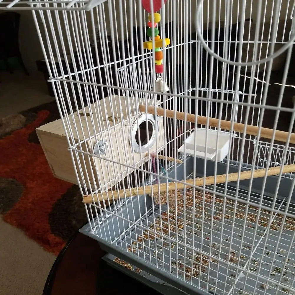 Transparent Parakeet Nesting Box, Wooden Parrot Nest Breeding Box with Perch Natural Bird House