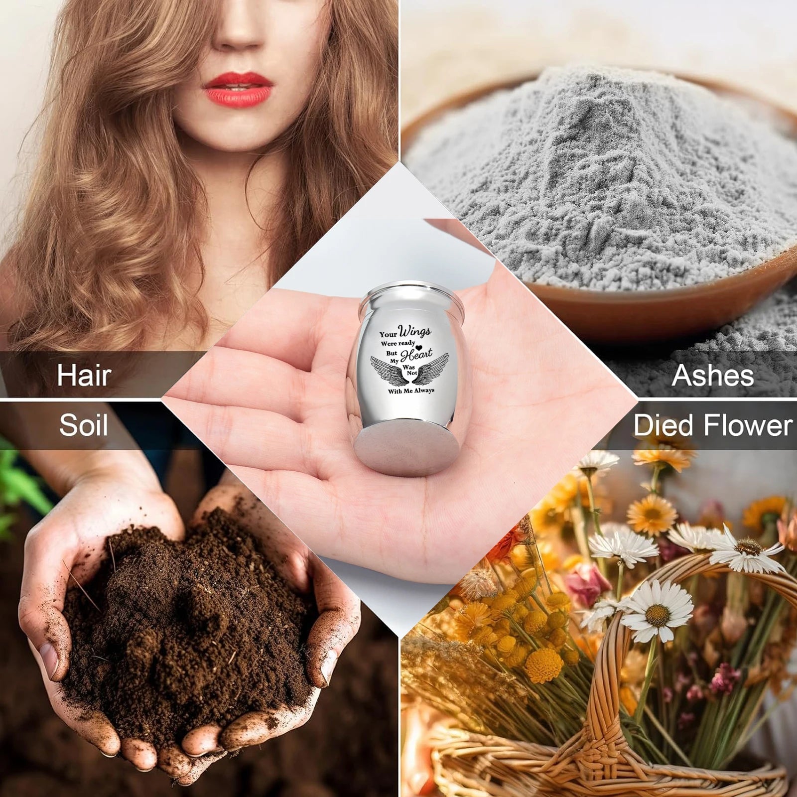 Set of 4 Cremation Mini Urns - 1.57 Inch Small Keepsake Urns for Human/Pet Ashes Memorial Ashes Holder-Your Wings were Ready