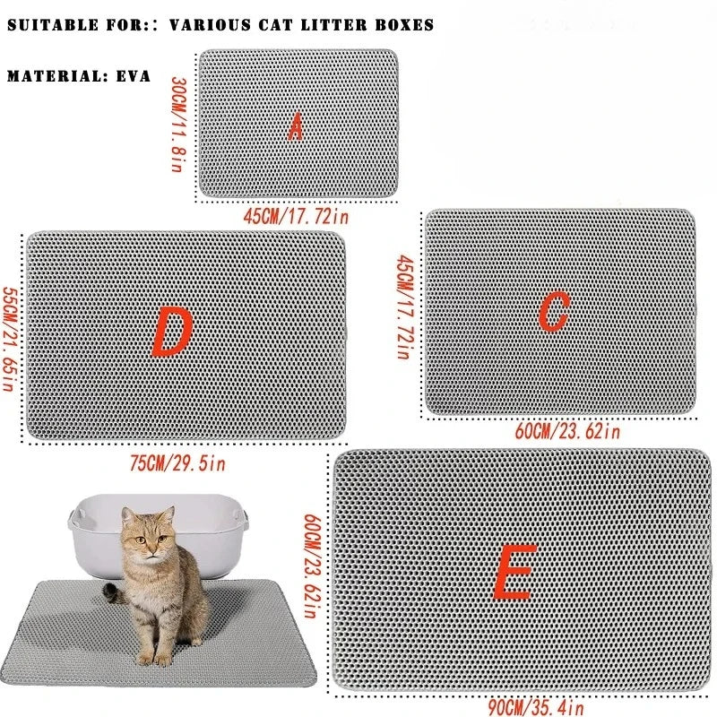 Large Size Cat Litter Mat Waterproof Pet Toilet Cat Litter Trapping Mat Non Slip Double Layer