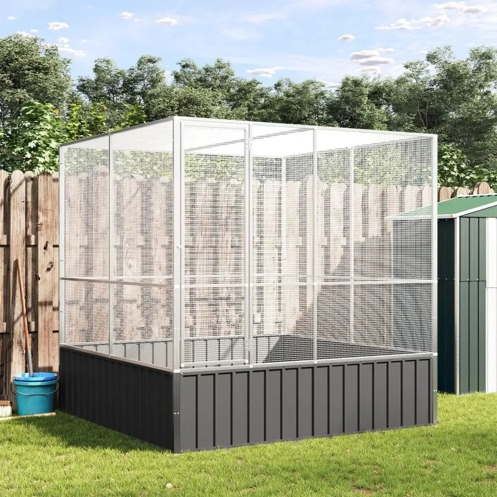 Large Galvanized Steel Aviary for Birds, Outdoor/Indoor Cage, Suitable for Cockatiels & Parakeets, 83.1x81.5x83.5
