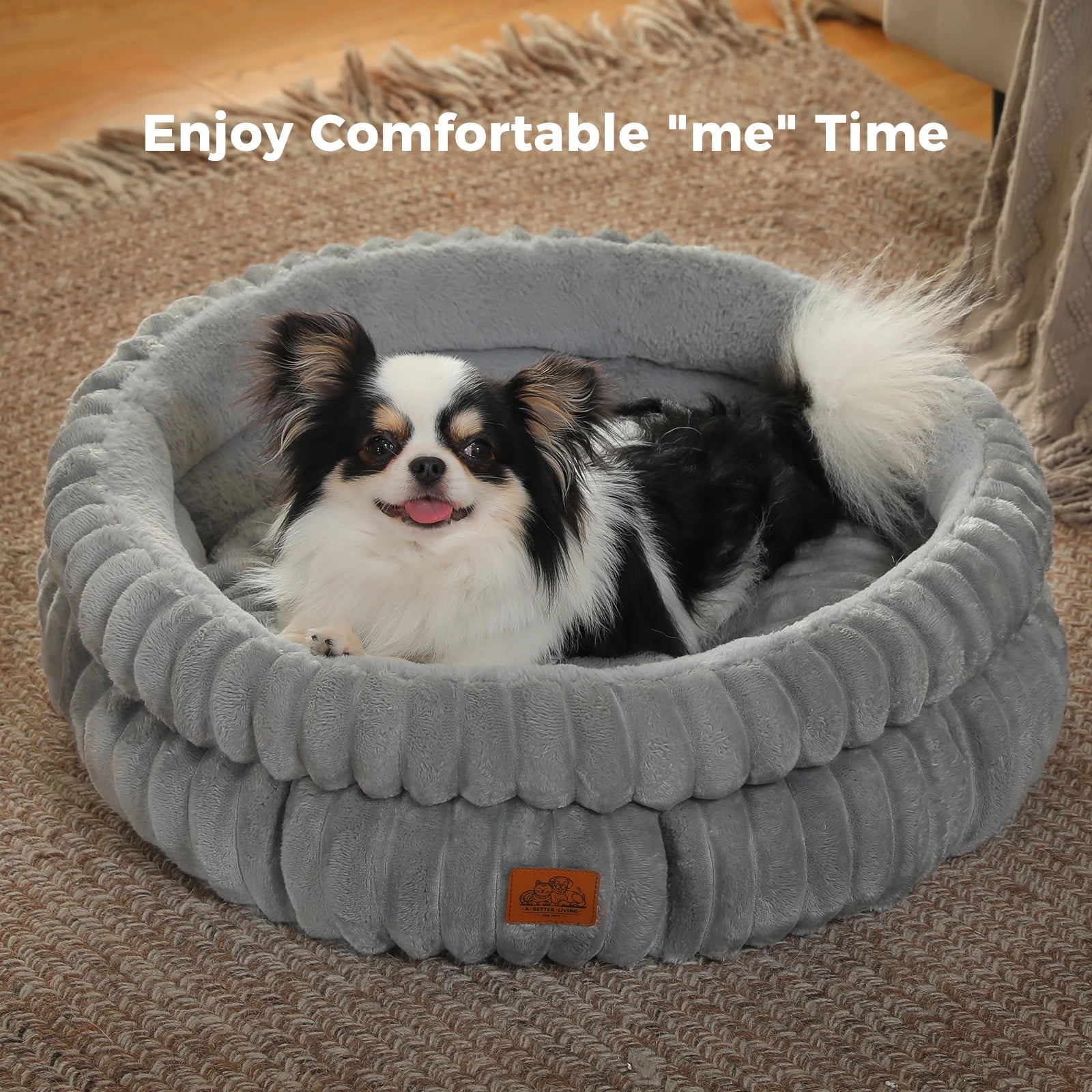 Dogs Cozy Cat Bed for Indoor Cats Washable Round Pet Bed House with Anti-Slip Bottom Suitable for All Seasons