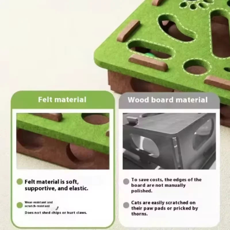 Cat Puzzle Toy Felt Puzzle Box Cat Exercise Toy With Ball Indoor Sports Entertainment Hunting Cat Toys For Indoor Cats