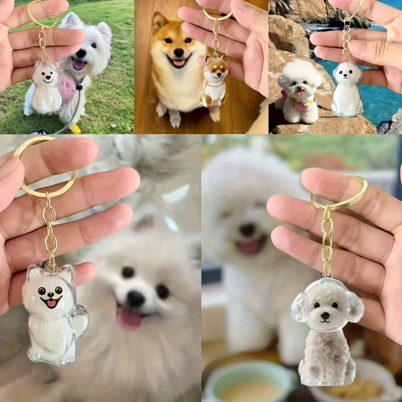 Transparent Dog Hair Storage Container Memorial Keychain