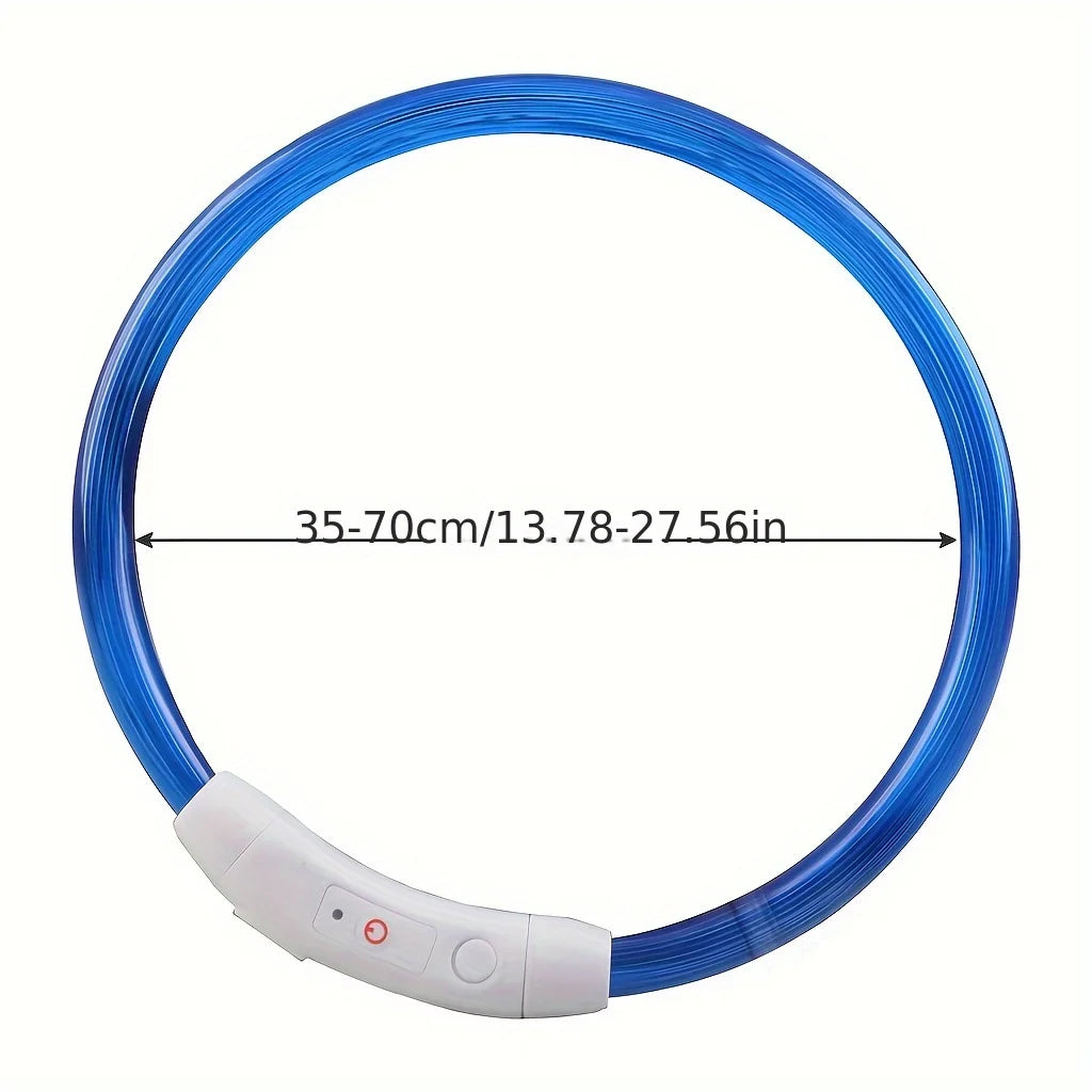 New LED Dog Collar USB Rechargeable 3 Mode Adjustable Glowing for Night Walking Pet Collar