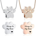 Stainless Steel Openable Paw Print Pet Ashes Urn Necklace Memorial Keepsake Jewelry
