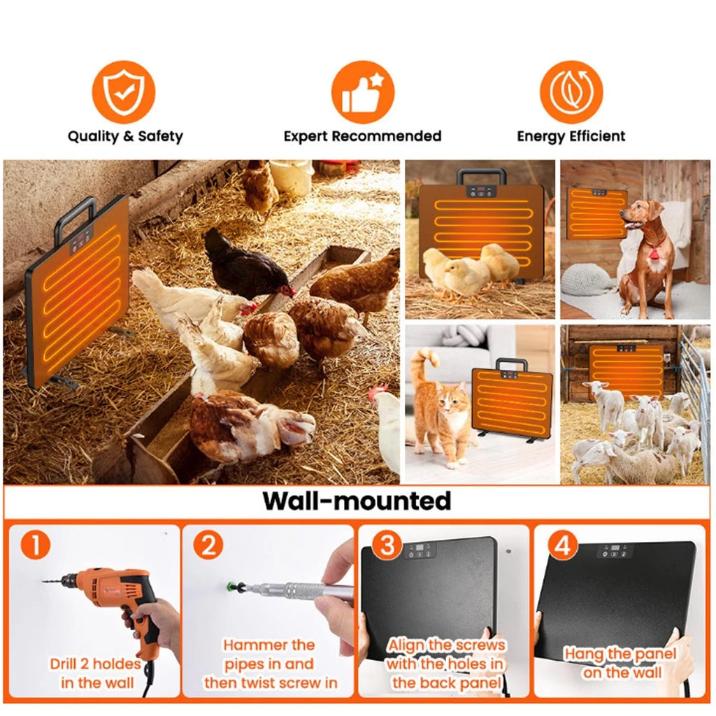 1PC Chicken Coop Heater Thermostatic Poultry Heating Panel Adjustable Temperature Winter Farm Universal Heater