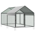 Metal Chicken Coop with Cover for 4-6 Chickens3.3x6.6x3.3 ft Poultry Cage